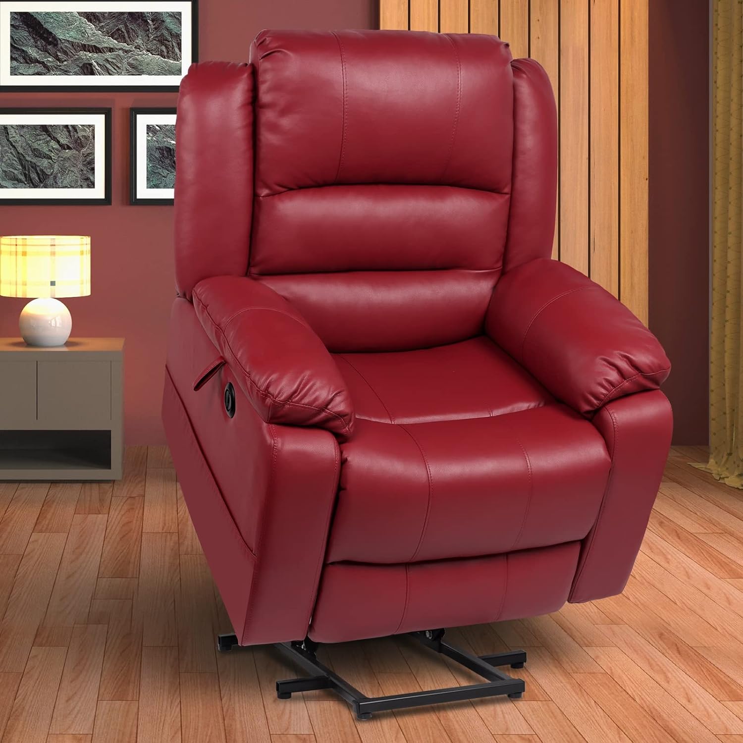 LIUJUN Sofa Chair Power Lift Recliner Chair for Elderly Faux Leather Electric Chairs with Remote Control Heat Massage Armchair Sofa