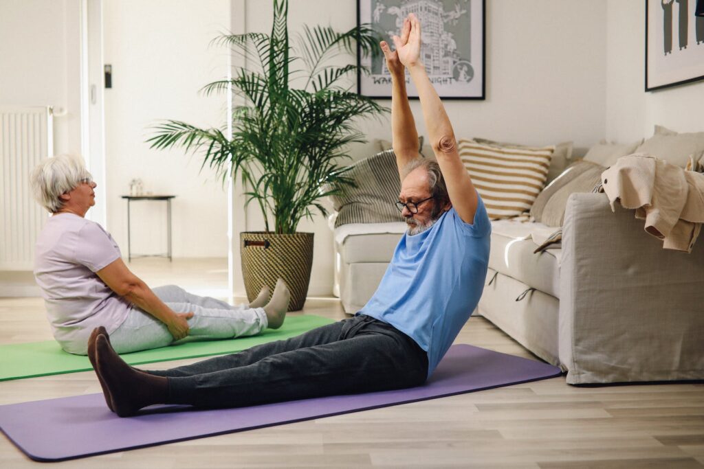 Man Stretching in Yoga 