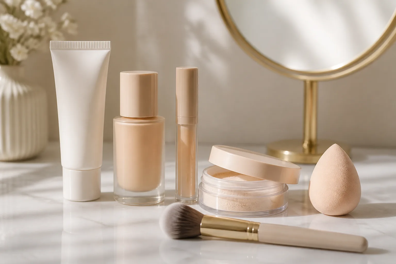 In what order should I apply primer, foundation, concealer, and powder?