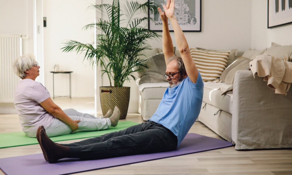 Man Stretching in Yoga